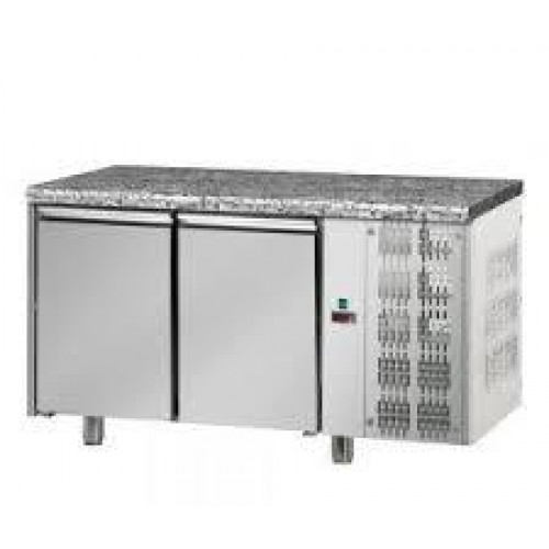 Masă frigorifică, din otel inoxidabil, MID GN 1/1, cu 2 uși, cu suprafață de lucru din granit, Tecnodom TF02MIDGNGRA