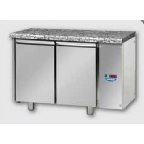 Морозильный стол, MID GN 1/1 из нержавеющей стали с 2 дверьми,с гранитной столешницей, предназначенный для выносного конденсатора нормальной температуры, Tecnodom TF02MIDSGGRA