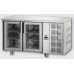 Masă frigorifică, din otel inoxidabil, MID GN 1/1, cu 2 uși de sticlă, cu lampă neon , Tecnodom TF02MIDPV
