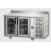 Masă frigorifică, din otel inoxidabil, MID GN 1/1, cu 2 uși de sticlă , cu suprafață de lucru 100 mm și plintă, Tecnodom TF02MIDPVAL