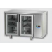 Masă frigorifică, din otel inoxidabil, MID GN 1/1, cu 2 uși de sticlă , cu o lampă neon, proiectat pentru unitatea de condensare la distanță normală de temperatură, Tecnodom TF02MIDPVSG