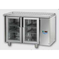 2 glass doors Stainless Steel GN 1/1 Refrigerated Counter with 1 Neon light, without working top, designed for Normal Temperature remote condensing unit , Tecnodom TF02MIDPVSGSP