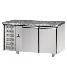 2 doors Stainless Steel GN 1/1 Refrigerated Counter with Granite working top and unit on the left side, Tecnodom TF02MIDGNSXGRA