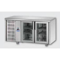 2 glass doors Stainless Steel GN 1/1 Refrigerated Counter with 1 Neon light and unit on the left side , Tecnodom TF02MIDPVSX