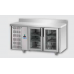 Masă frigorifică, din otel inoxidabil, MID GN 1/1, cu 2 uși , cu suprafață de lucru 100 mm și plintă, , și unitate pe partea stângă, Tecnodom TF02MIDPVSXAL