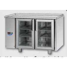 2 glass doors Stainless Steel GN 1/1 Refrigerated Counter with 1 Neon light, without working top, designed for Normal Tempera-ture remote condensing unit, with connections on the left side, Tecnodom TF02MIDPVSGSPSX