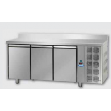 Masă frigorifică, din otel inoxidabil, MID GN 1/1, cu 3 uși,cu suprafață de lucru de 100 mm și plintă, Tecnodom TF03MIDGNAL