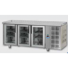 Masă frigorifică, din otel inoxidabil, MID GN 1/1, cu 3 uși, cu 2 lămpi de neon, și fără suprafață de lucru , Tecnodom TF03MIDPVSP