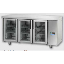 3 glass doors Stainless Steel GN 1/1 Refrigerated Counter with 2 Neon lights, designed for Normal Temperature remote condensing unit, Tecnodom TF03MIDPVSG