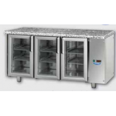 Морозильный стол, MID GN 1/1 из нержавеющей стали с 3 дверьми, с 2 неоновыми лампами, гранитной столешницей, предназначенный для выносного конденсатора нормальной температуры, Tecnodom  TF03MIDPVSGGRA