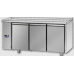3 doors Stainless Steel GN 1/1 Refrigerated Counter without working top, designed for Normal Temperature remote condensing unit, with connections on the left side, Tecnodom TF03MIDSGSPSX