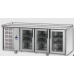 3 glass doors Stainless Steel GN 1/1 Refrigerated Counter without working top, with 2 Neon lights and unit on the left side, Tecnodom TF03MIDPVSPSX