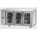 3 glass doors Stainless Steel GN 1/1 Refrigerated Counter with 2 Neon lights, designed for Normal Temperature remote condensing unit, with connections on the left side, Tecnodom TF03MIDPVSGSX
