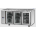 3 glass doors Stainless Steel GN 1/1 Refrigerated Counter with 2 Neon lights, Granite working top, designed for Normal Temperature remote condensing unit,with connections on the left side, Tecnodom TF03MIDPVSGSXGRA
