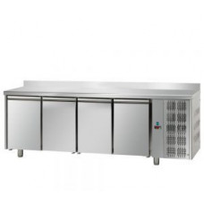 Морозильный стол, MID GN 1/1 из нержавеющей стали с 4 дверьми, с столешницей 100 мм и бортиком, Tecnodom TF04MIDGNAL