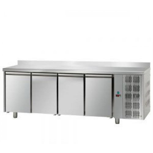 Морозильный стол, MID GN 1/1 из нержавеющей стали с 4 дверьми, с столешницей 100 мм и бортиком, Tecnodom TF04MIDGNAL
