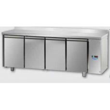 4 doors Stainless Steel GN 1/1 Refrigerated Counter with 100 mm rear riser working top, designed for Normal Temperature remote condensing unit , Tecnodom TF04MIDSGAL