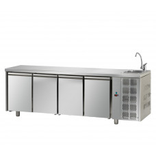 4 doors Stainless Steel GN 1/1 Refrigerated Counter with complete sink , Tecnodom TF04MIDGNL