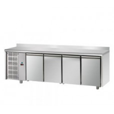 4 doors Stainless Steel GN 1/1 Refrigerated Counter with 100 mm rear riser working top and unit on the left side, Tecnodom TF04MIDGNSXAL