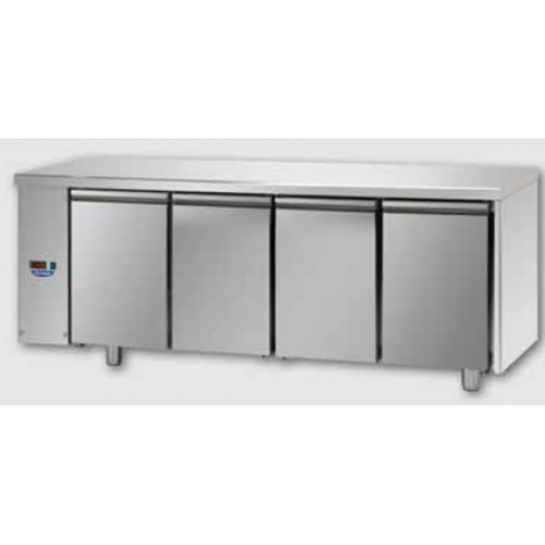 4 doors Stainless Steel GN 1/1 Refrigerated Counter designed for Normal Temperature remote condensing unit, with connections on the left side, Tecnodom TF04MIDSGSX