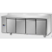 4 doors Stainless Steel GN 1/1 Refrigerated Counter with 100 mm rear riser working top, designed for Normal Temperature remote condensing unit, with connections on the left side, Tecnodom TF04MIDSGSXAL