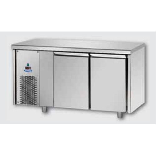 Masă frigorifică, din otel inoxidabil, MID GN 1/1, cu 2 uși, cu temperatură joasă, cu unitate pe partea stângă, Tecnodom TF02MIDBTSX