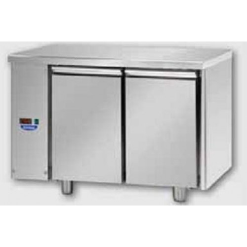2 doors Stainless Steel GN 1/1 Refrigerated Counter designed for Low Temperature remote condensing unit, with con-nections on the left side, Tecnodom TF02MIDBTSGSX