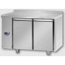 2 doors Stainless Steel GN 1/1 Refrigerated Counter with 100 mm rear riser working top, designed for Low Temperature remote condensing unit, with connections on the left side, Tecnodom TF02MIDBTSGSXAL