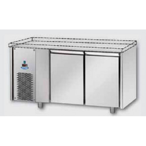 2 doors Low Temperature Stainless Steel GN 1/1 Refrigerated Counter without working top, with unit on the left side, Tecnodom TF02MIDBTSPSX
