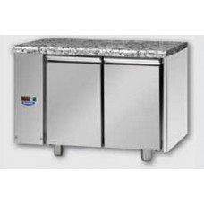 2 doors Stainless Steel GN 1/1 Refrigerated Counter with Granite working top, designed for Low Temperature remote condensing unit, with connections on the left side , Tecnodom TF02MIDBTSGSXGRA