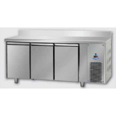 3 doors Low Temperature Stainless Steel GN 1/1 Refrigerated Counter with 100 mm rear riser working top, Tecnodom TF03MIDBTAL