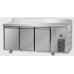Masă frigorifică, din otel inoxidabil, MID GN 1/1, cu 3 uși, cu suprafață de lucru 100 mm și plintă, cu temperatură joasă, Tecnodom TF03MIDBTAL