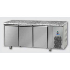 Морозильный стол, MID GN 1/1 из нержавеющей стали с 3 дверьми,с низкой температурой, с гранитной столешницей, Tecnodom TF03MIDBTGRA