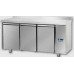 3 doors Stainless Steel GN 1/1 Refrigerated Counter with 100 mm rear riser working top, designed for Low Temperature remote condensing unit, Tecnodom TF03MIDBTSGAL