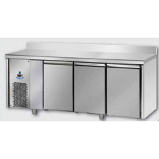 3 doors Low Temperature Stainless Steel GN 1/1 Refrigerated Counter with 100 mm rear riser working top and unit on the left side , Tecnodom TF03MIDBTSXAL