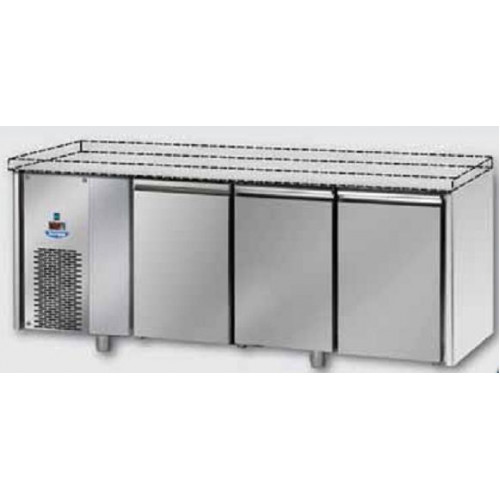 3 doors Low Temperature Stainless Steel GN 1/1 Refrigerated Counter without working top, with unit on the left side, Tecnodom TF03MIDBTSPSX
