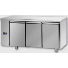 3 doors Stainless Steel GN 1/1 Refrigerated Counter designed for Low Temperature remote condensing unit, with connections on the left side, Tecnodom TF03MIDBTSGSX