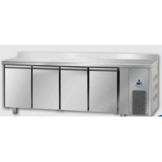 4 doors Low Temperature Stainless Steel GN 1/1 Refrigerated Counter with 100 mm rear riser working top, Tecnodom TF04MIDBTAL