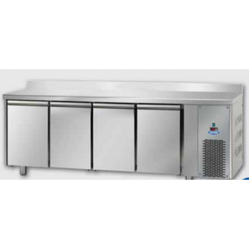 4 doors Low Temperature Stainless Steel GN 1/1 Refrigerated Counter with 100 mm rear riser working top, Tecnodom TF04MIDBTAL