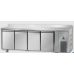 Masă frigorifică, din otel inoxidabil, MID GN 1/1, cu 4 uși, cu suprafață de lucru 100 mm și plintă, cu temperatură joasă, Tecnodom TF04MIDBTAL