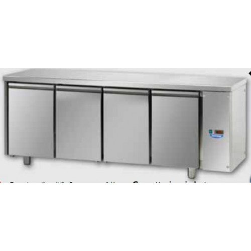 Masă frigorifică, din otel inoxidabil, MID GN 1/1, cu 4 uși, conceput pentru unitatea de condensare la temperatură joasă, Tecnodom TF04MIDBTSG