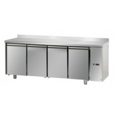 4 doors Stainless Steel GN 1/1 Refrigerated Counter with 100 mm rear riser working top,designed for Low Temperature remote condensing unit , Tecnodom TF04MIDBTSGAL