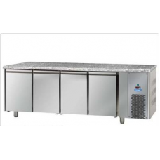 Морозильный стол, MID GN 1/1 из нержавеющей стали с 4 дверьми, с гранитной столешницей, Tecnodom TF04MIDBTGRA