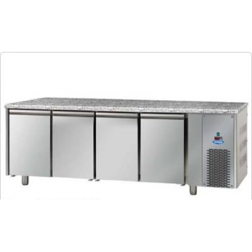 4 doors Low Temperature Stainless Steel GN 1/1 Refrigerated Counter with Granite working top, Tecnodom TF04MIDBTGRA