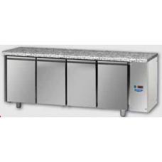 Морозильный стол, MID GN 1/1 из нержавеющей стали с 4 дверьми, с гранитной столешницей, предназначен для низкотемпературного выносного конденсатора, Tecnodom TF04MIDBTSGGRA