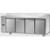 Masă frigorifică, din otel inoxidabil, MID GN 1/1, cu 4 uși,cu suprafață de lucru 100 mm și plintă, creat pentru condensator de joasă temperatură, cu conexiuni pe partea stângă, Tecnodom TF04MIDBTSGSXAL
