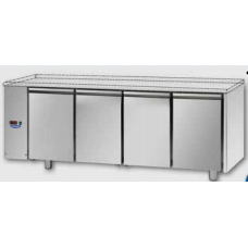 4 doors Stainless Steel GN 1/1 Refrigerated Counter without working top, designed for Low Temperature remote condensing unit, with connections on the left side, Tecnodom TF04MIDBTSGSPSX