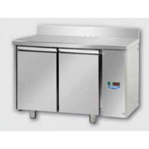2 doors Stainless Steel 600x400 Refrigerated Pastry Counter with 100 mm rear riser working top, designed for Normal Temperature remote condensing unit,Tecnodom TP02MIDSGAL