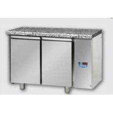 Masă frigorifică de patiserie, din otel inoxidabil, 600x400, cu 2 uși, cu suprafața de lucru din granit, conceput pentru unitatea de condensare la distanță normală, Tecnodom TP02MIDSGGRA