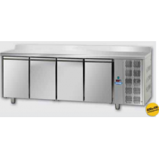 Masă frigorifică de patiserie, din otel inoxidabil, 600x400, cu 4 uși, cu suprafață de lucru 100 mm și plintă, Tecnodom TP04MIDAL